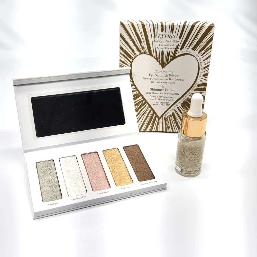 KYPRIS Set Illuminating Eye Serum & Primer 5 Pan Shimmer Palette Brightens NIB